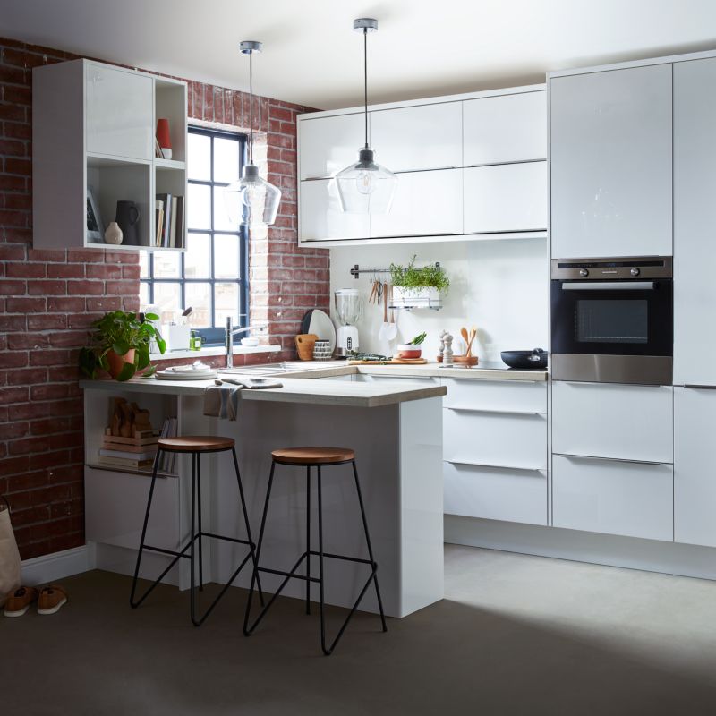 Front kuchenny do szafki wiszącej z przeszkleniem GoodHome Alisma 29,7 x 89,5 cm biały połysk