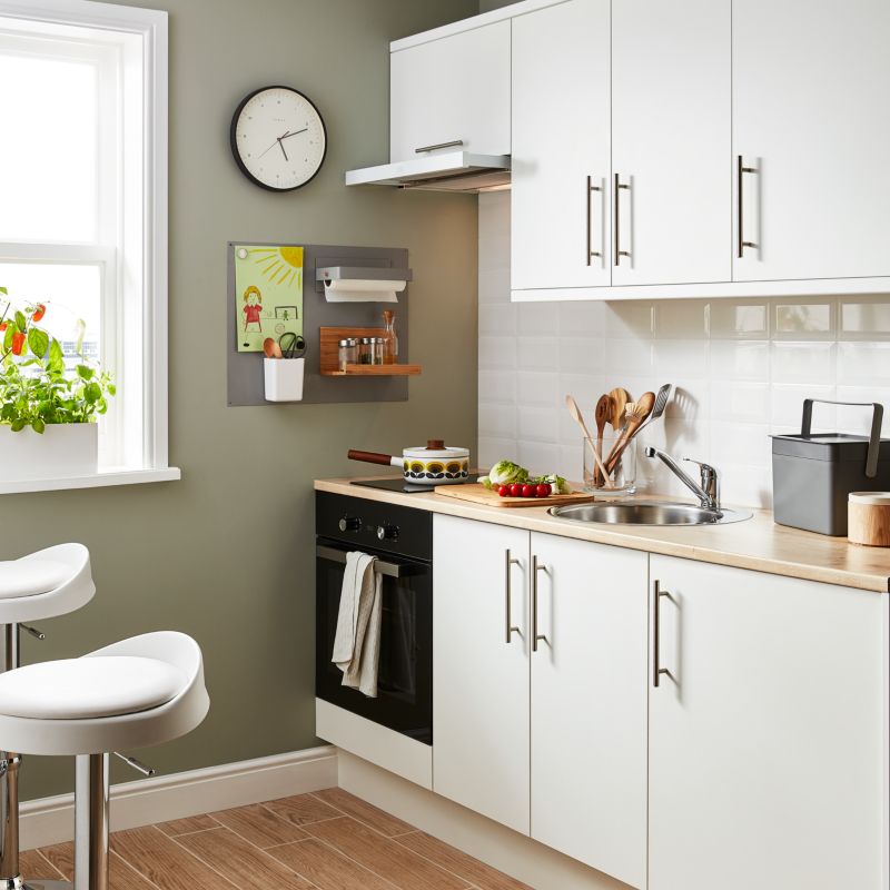 Front kuchenny do szafki wiszącej z przeszkleniem GoodHome Balsamita 49,7 x 89,5 cm biały mat