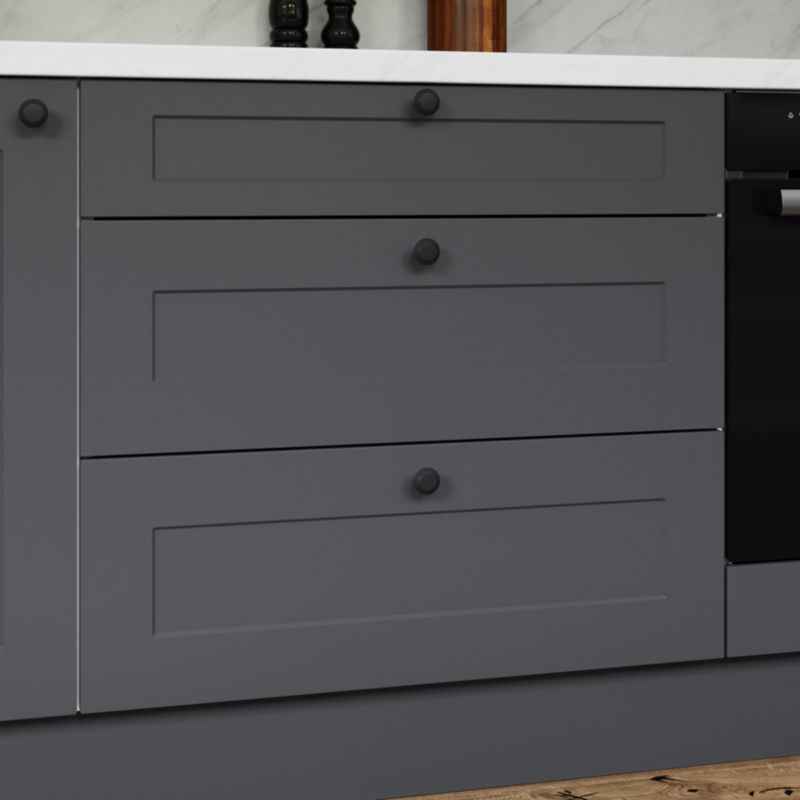 Front kuchenny do szafki z 3 szufladami GoodHome Artemisia 80 cm grafit mat