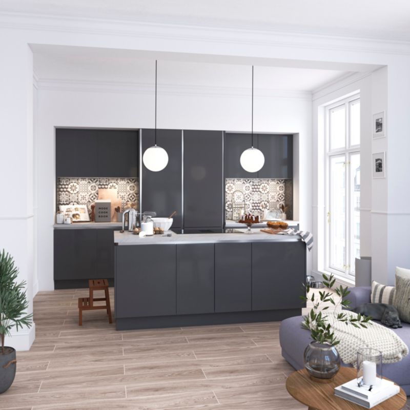 Front kuchenny do szafki z 3 szufladami GoodHome Stevia 60 cm antracyt mat