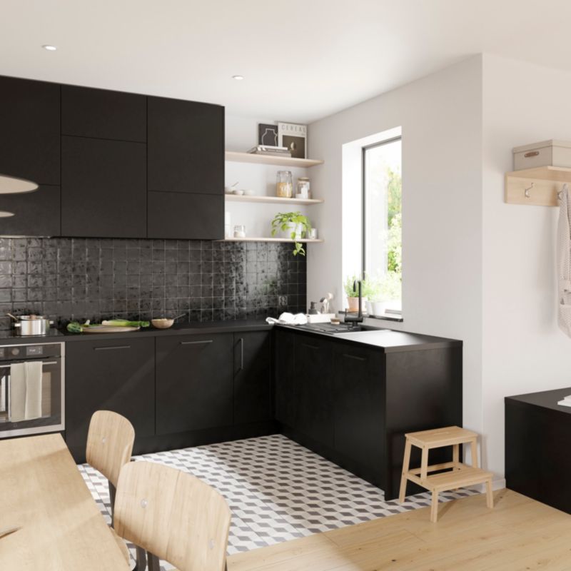 Front kuchenny do szafki z 4 szufladami GoodHome Stevia 50 cm czarny mat