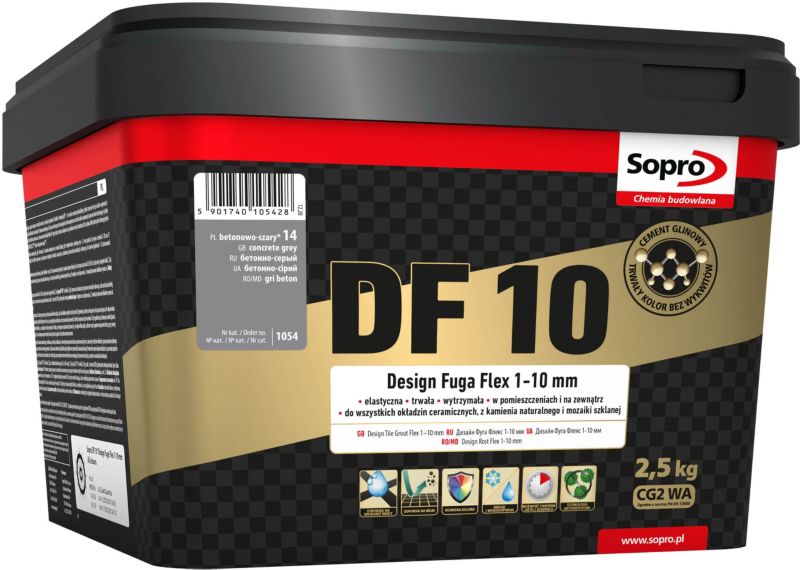 Fuga szeroka Sopro Flex DF10 Design 14 beton szary 2,5 kg