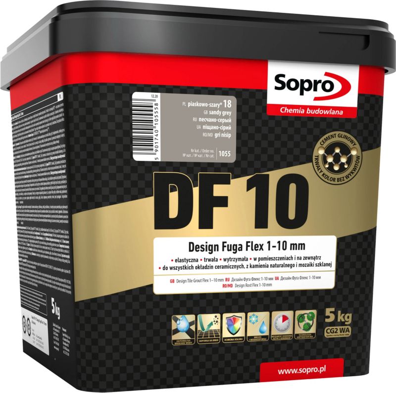 Fuga szeroka Sopro Flex DF10 Design 18 piasek szary 5 kg