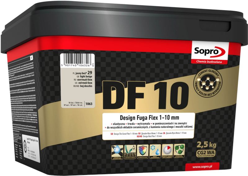 Fuga szeroka Sopro Flex DF10 Design 29 jasny beżowy 2,5 kg
