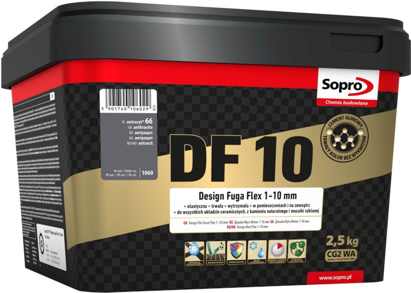 Fuga szeroka Sopro Flex DF10 Design 66 antracyt 2,5 kg