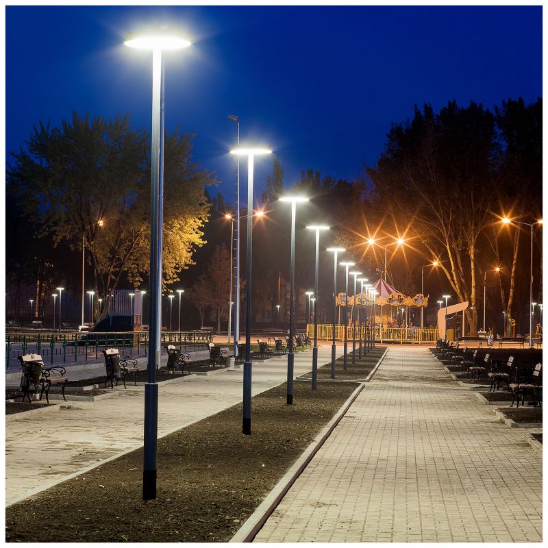 Głowica lampy parkowej solarna nowoczesna okrągła z czujnikiem ruchu ...