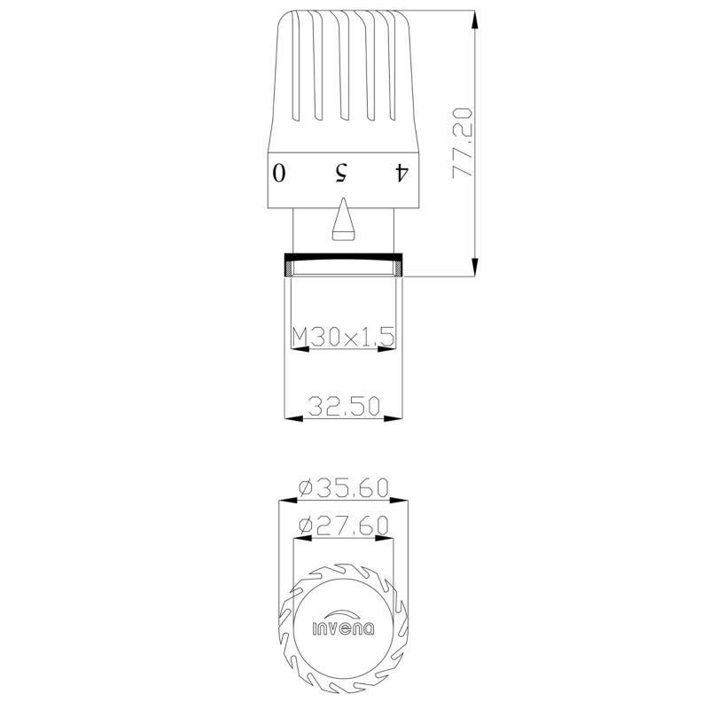 Głowica Termostatyczna do Grzejnika Termostat Grzejnikowy INVENA 1 szt.