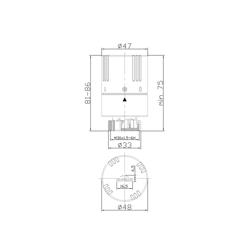 Głowica Termostatyczna Do Grzejnika Termostat M30x1,5 INVENA Plus Prov 1 szt.