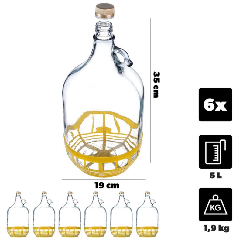 Gąsior KADAX Do Wina 5L z Zakrętką 6 szt.