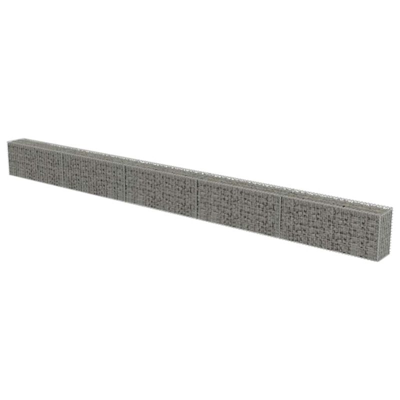 Gabion vidaXL ściana stalowa galwanizowana srebrna z pokrywami 1 szt.