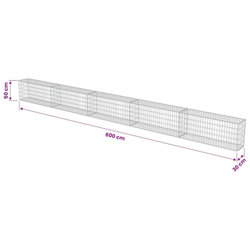 Gabion vidaXL ściana stalowa galwanizowana srebrna z pokrywami 1 szt.