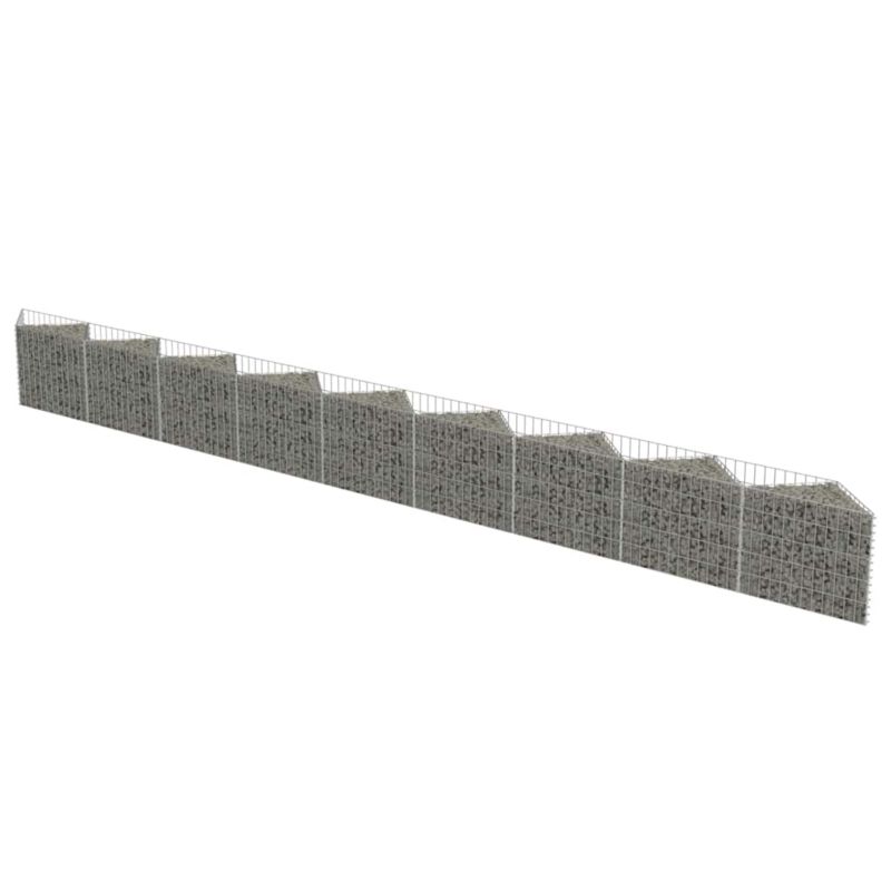 Gabion vidaXL ściana ze stali galwanizowanej srebrna 1 szt.