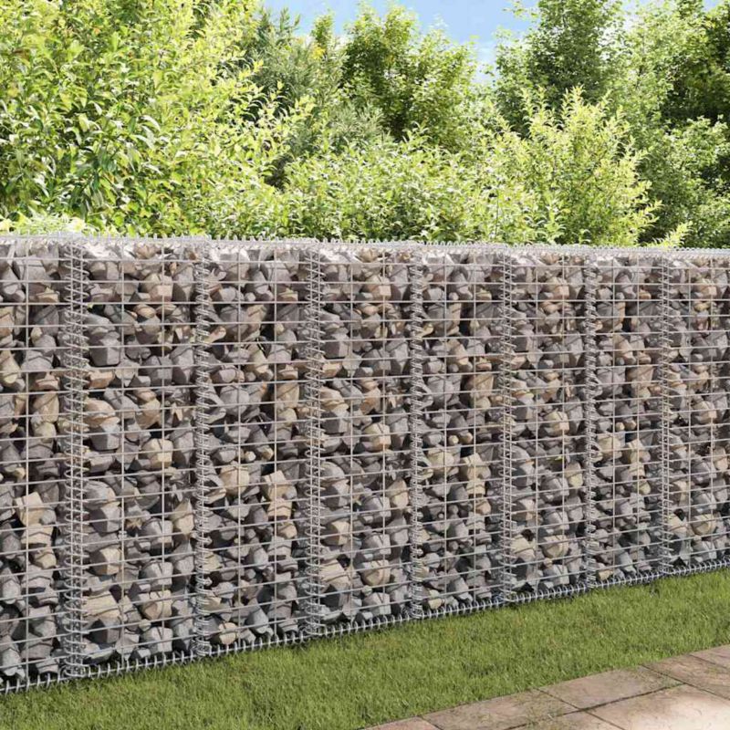 Gabion vidaXL galwanizowana stal srebrny z pokrywami 1 szt.