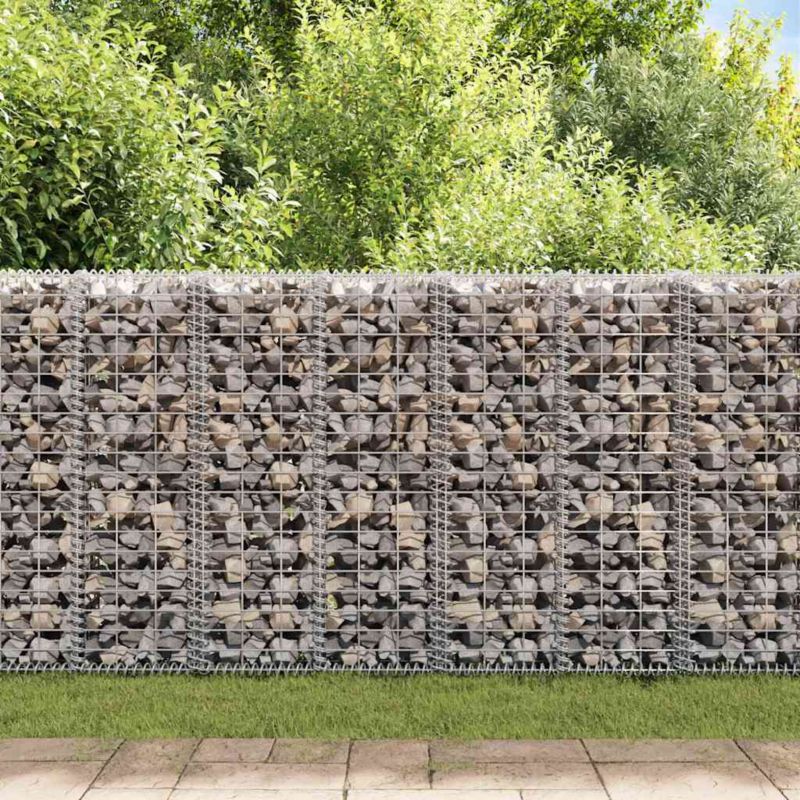 Gabion vidaXL galwanizowana stal srebrny z pokrywami 1 szt.