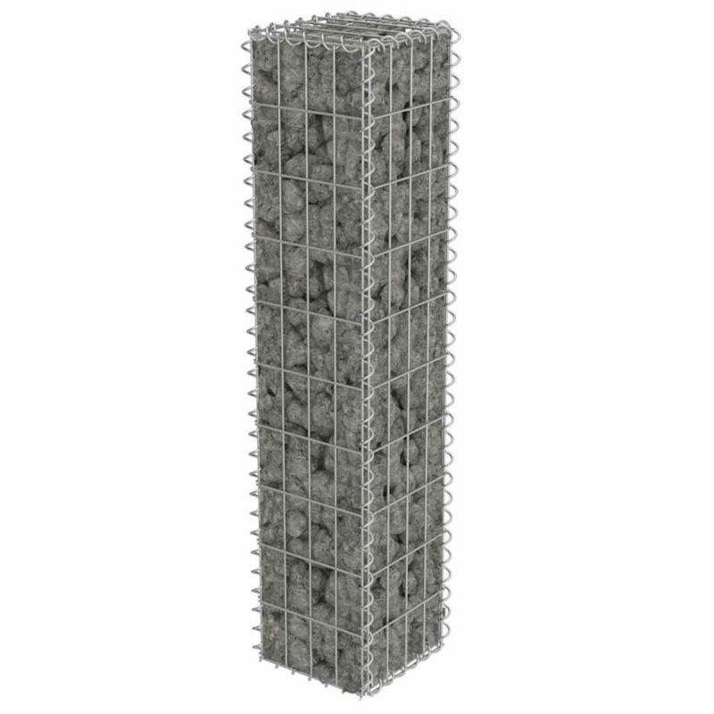 Gabion vidaXL galwanizowana stal srebrny z pokrywami 1 szt.