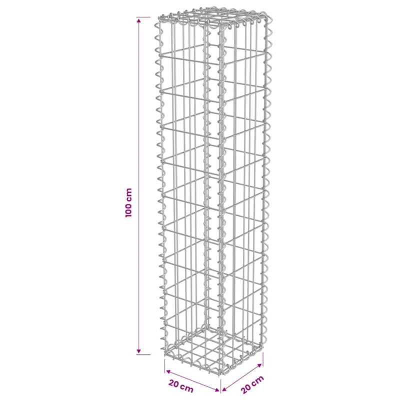 Gabion vidaXL galwanizowana stal srebrny z pokrywami 1 szt.