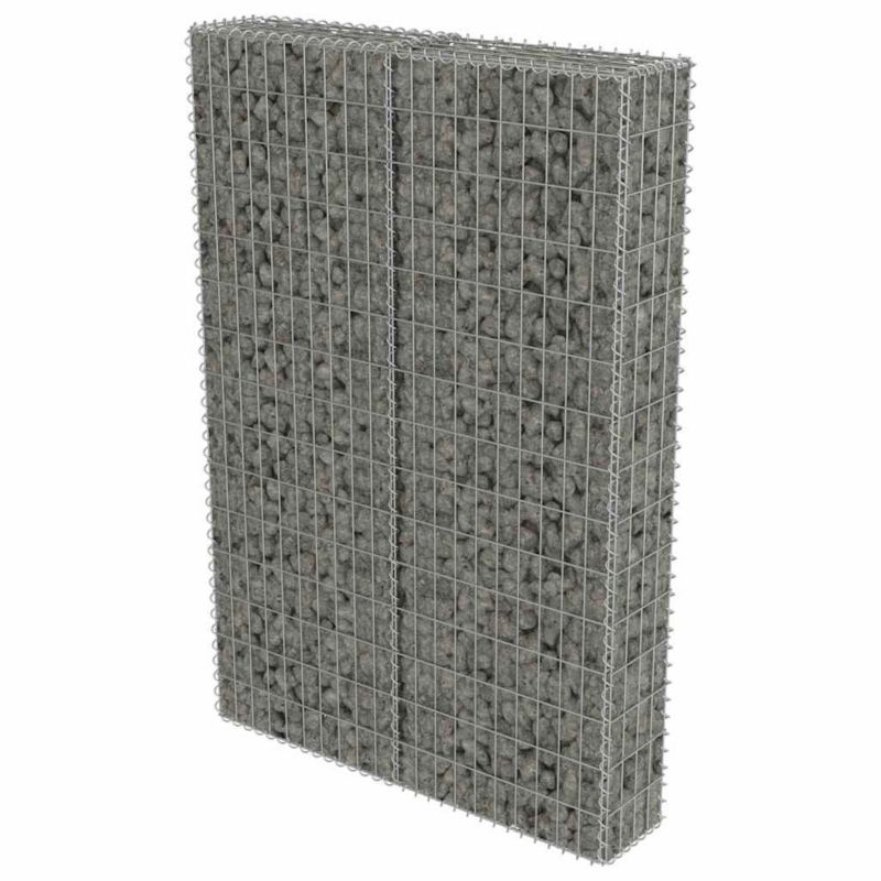 Gabion vidaXL stalowy galwanizowany srebrny z pokrywami 1 szt.
