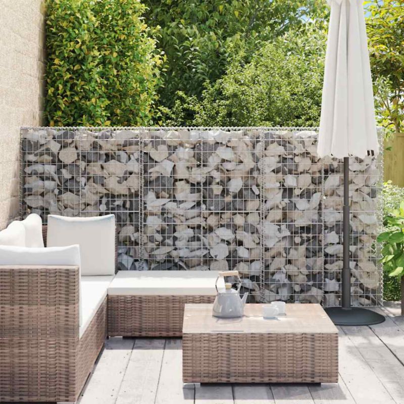 Gabion vidaXL stalowy galwanizowany srebrny z pokrywami 1 szt.