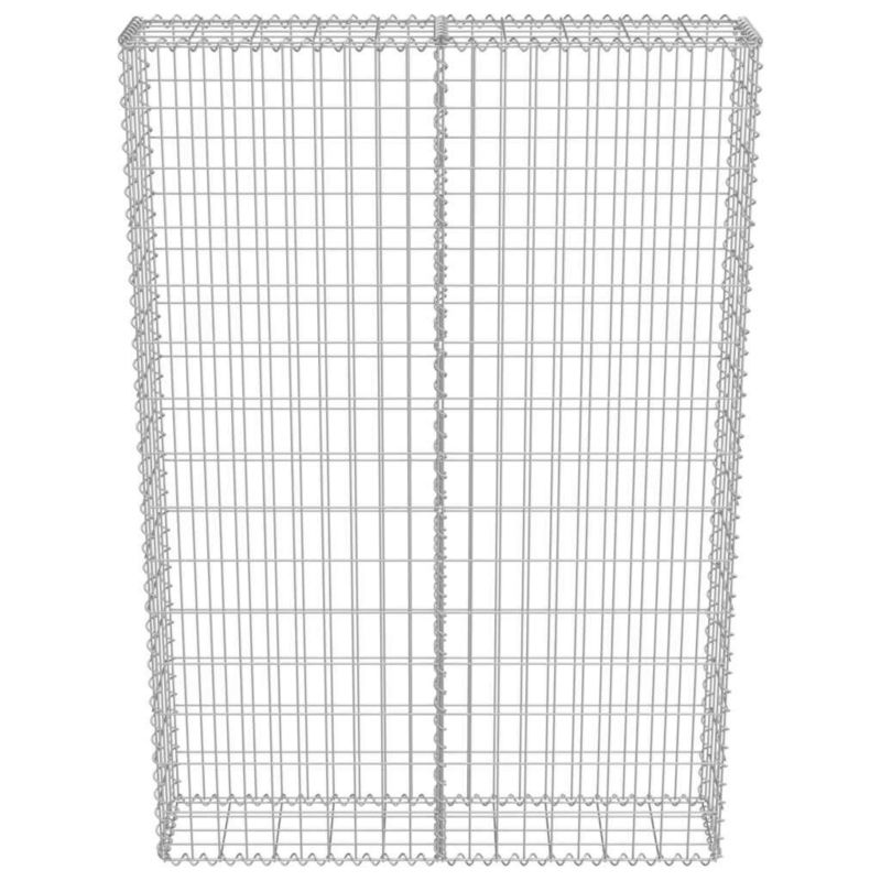 Gabion vidaXL stalowy galwanizowany srebrny z pokrywami 1 szt.