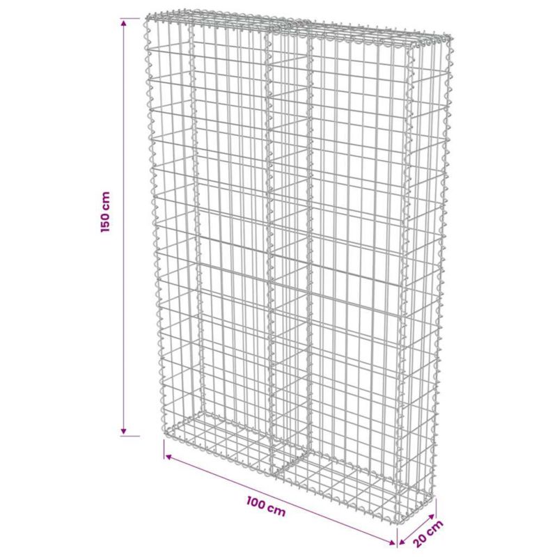 Gabion vidaXL stalowy galwanizowany srebrny z pokrywami 1 szt.