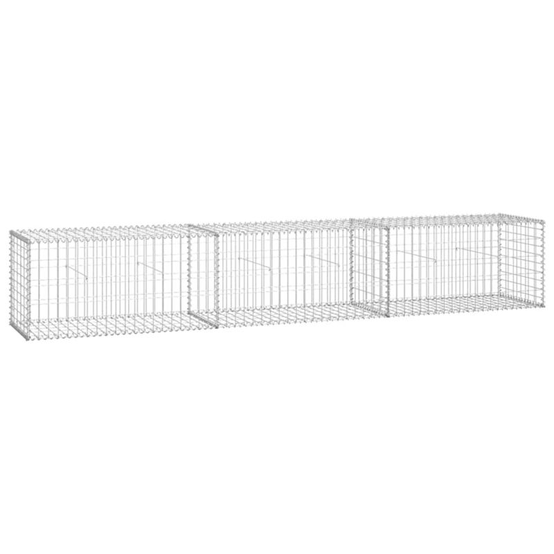 Gabion vidaXL stalowy galwanizowany srebrny z pokrywami 1 szt.