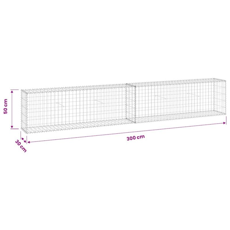 Gabion vidaXL stalowy galwanizowany z pokrywami srebrny 1 szt.