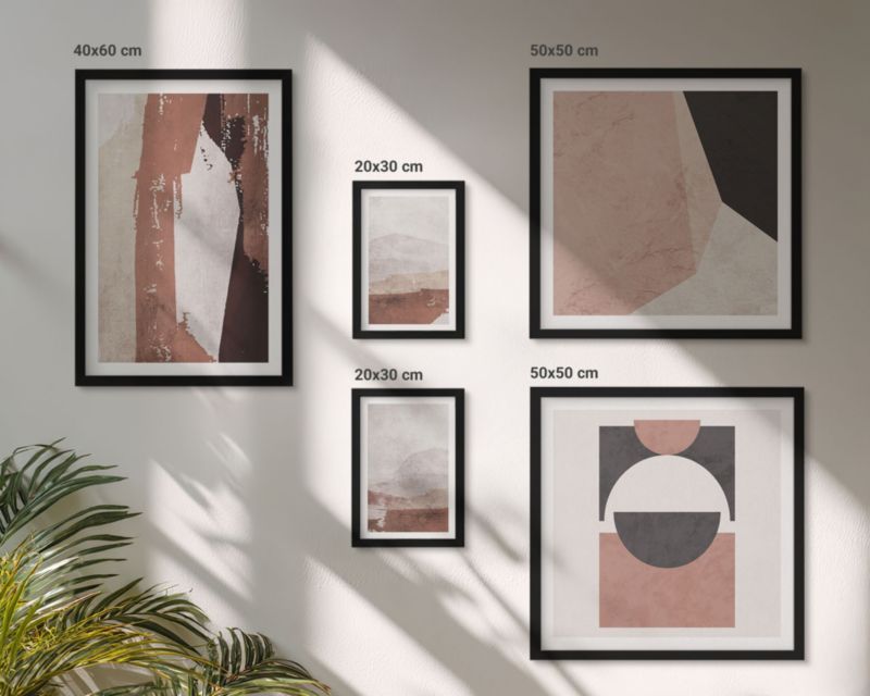 Galeria Obrazów Na Ścianę Wallfluent Abstrakcyjne brązowe wzory Czarna rama 5 szt.