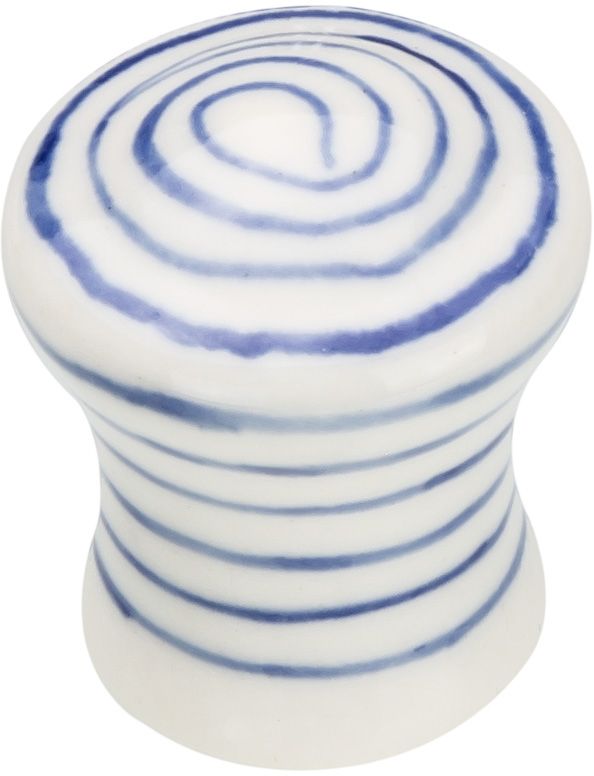Gałka meblowa stożek porcelanowa biało-niebieska