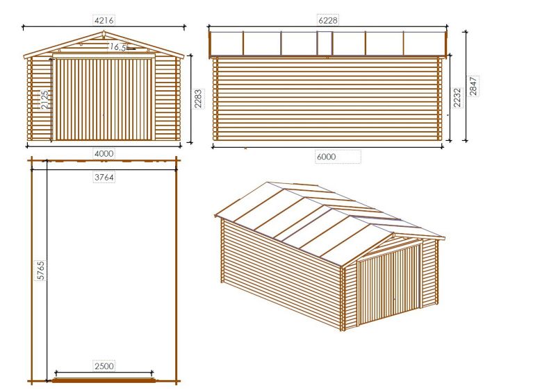 Garaż ALTANKA 24 m2 - 4x6 m - 28 mm - Kolor: brązowy, drewniany, impregnowany, 1szt.