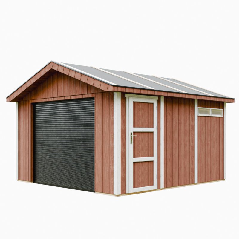 Garaż premium quality Timbela M990B-REDWOOD RED 13 m² konstrukcja z paneli LP Smartside 1 szt.