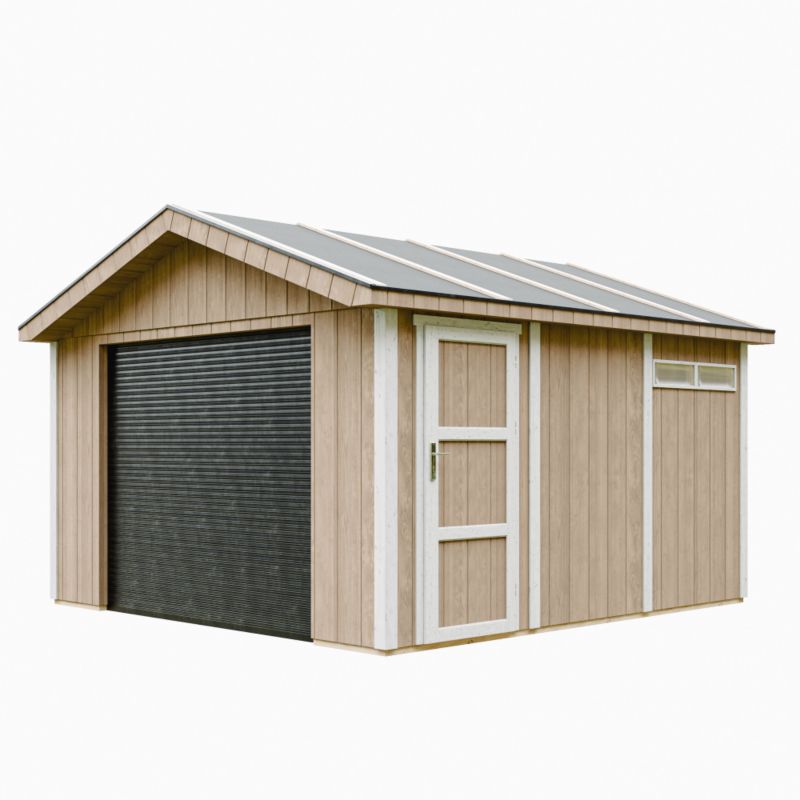 Garaż premium quality Timbela M990B-TERRA BROWN 13 m² konstrukcja z paneli LP Smartside 1 szt.