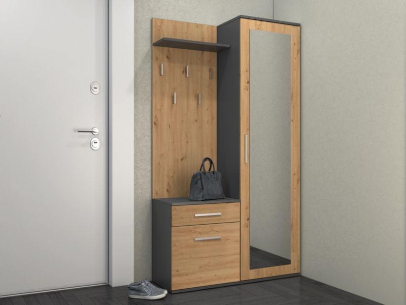 Garderoba Duo Topeshop Antracyt Dąb Artisan 180x50x35 cm 35x100x180 cm 1 szt.