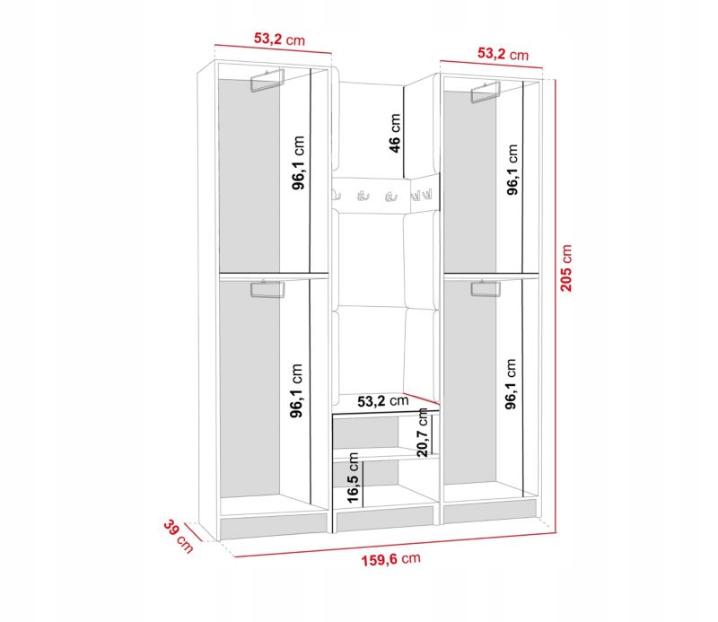 Garderoba KIER FURNITURE ROJ 12 biały z siedziskiem 1 szt.
