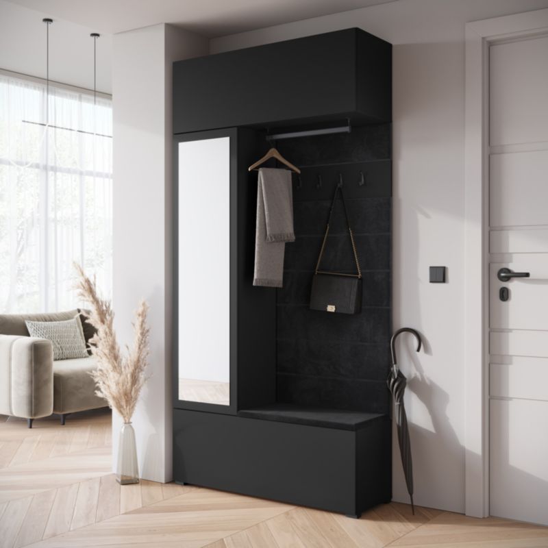 Garderoba MINIO go for it TOKAT 115 x 231,9 x 37,5 cm czarna z czarnymi panelami 1 szt.