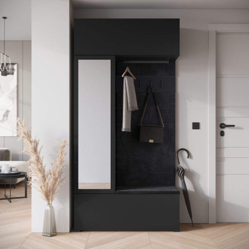 Garderoba MINIO go for it TOKAT 115 x 231,9 x 37,5 cm czarna z czarnymi panelami 1 szt.