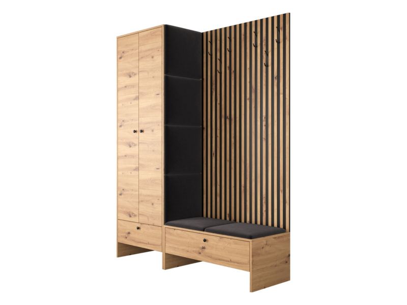 Garderoba MIRJAN 24 Balma III dąb artisan + czarny 1 kpl.
