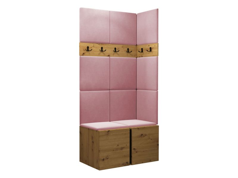 Garderoba MIRJAN 24 Orion I dąb artisan/czarny + różowy 1 kpl.
