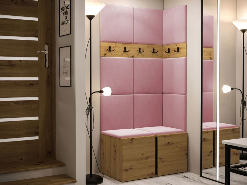 Garderoba MIRJAN 24 Orion I dąb artisan/czarny + różowy 1 kpl.