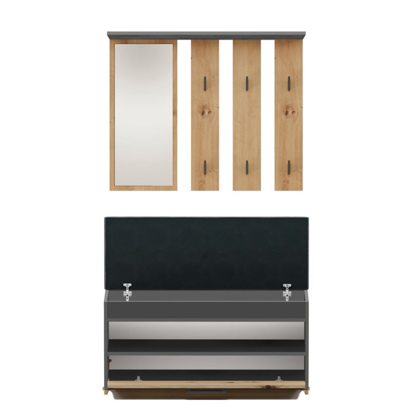 Garderoba Parma Topeshop Antracyt Dąb Artisan - 35x100x180 cm 1 szt.