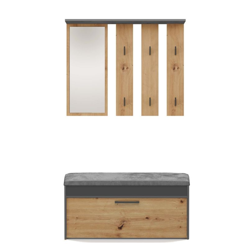 Garderoba Parma Topeshop Antracyt Dąb Artisan - 35x100x180 cm 1 szt.
