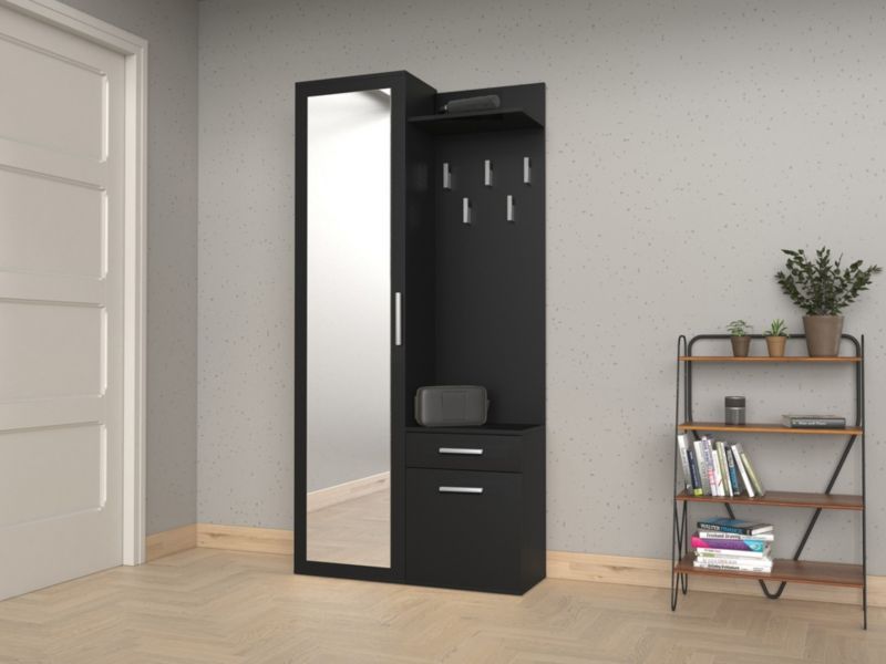 Garderoba Topeshop Duo Czerń Mat Do Przedpokoju 35x100x180 cm 1 szt.
