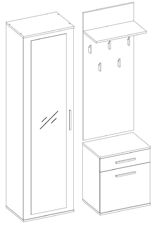 Garderoba Topeshop Duo Czerń Mat Do Przedpokoju 35x100x180 cm 1 szt.