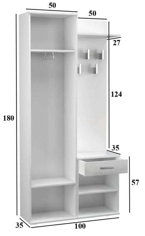 Garderoba Topeshop Duo Czerń Mat Do Przedpokoju 35x100x180 cm 1 szt.