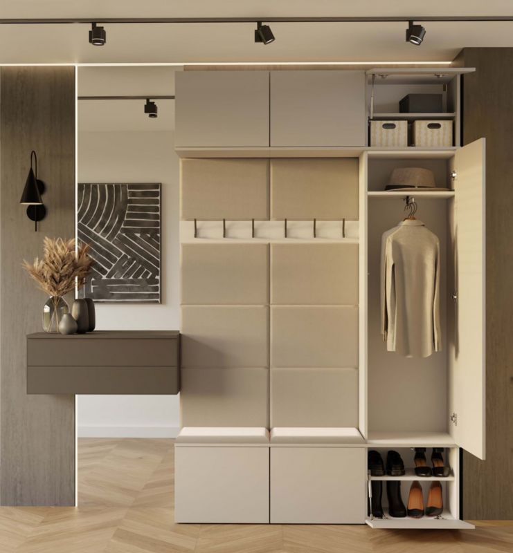 Garderoba Topeshop HAGA III 1Sz2W KASZMIR BEŻ Szafa + 2x Wieszak 238x150x35 cm 1 szt.
