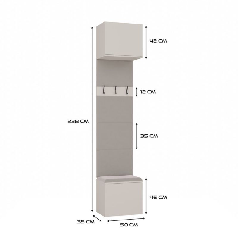 Garderoba Topeshop HAGA III 1Sz2W KASZMIR BEŻ Szafa + 2x Wieszak 238x150x35 cm 1 szt.