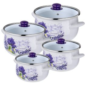 Garnki KADAX Zestaw emaliowanych 2L, 3L, 4L, 5L lawenda 1szt.