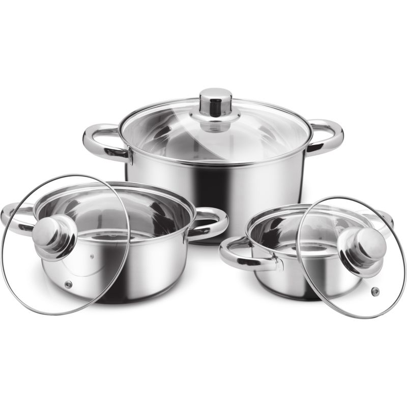 Garnki Lamart LP1000 + Pokrywki Zestaw Stal Nierdzewna Śr 14cm 18cm 22cm 1szt
