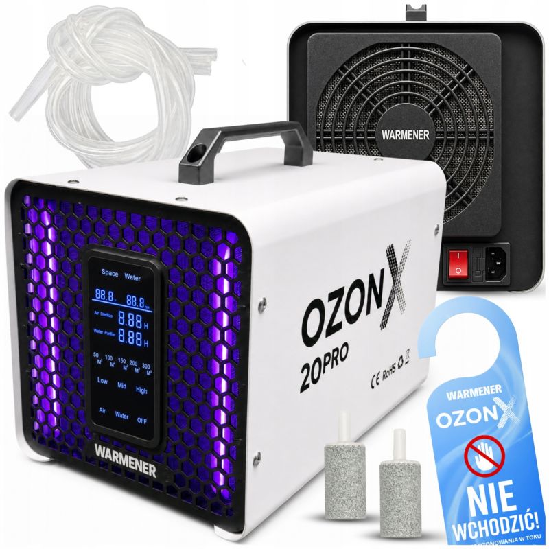 Generator Ozonu 20 G/H WARMENER OzonX 20Pro Ozonator Oczyszczacz Powietrza Samochodowy Wody 160W 1 szt