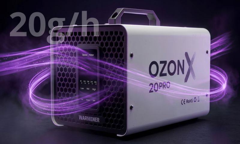 Generator Ozonu 20 G/H WARMENER OzonX 20Pro Ozonator Oczyszczacz Powietrza Samochodowy Wody 160W 1 szt