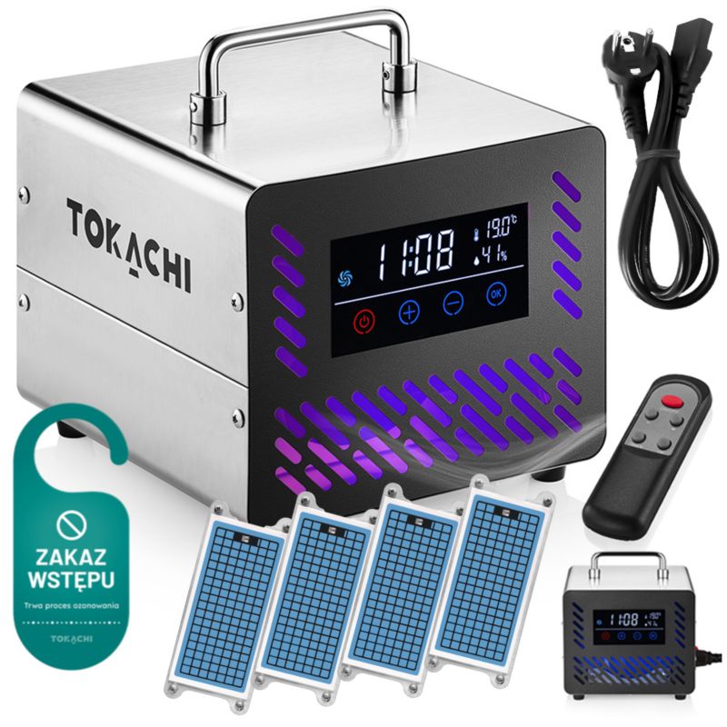 Generator ozonu 70 000 MG/H ozonator Tokachi SilverAir 70 mocny oczyszczacz powietrza z panelem sterowania 1 szt.